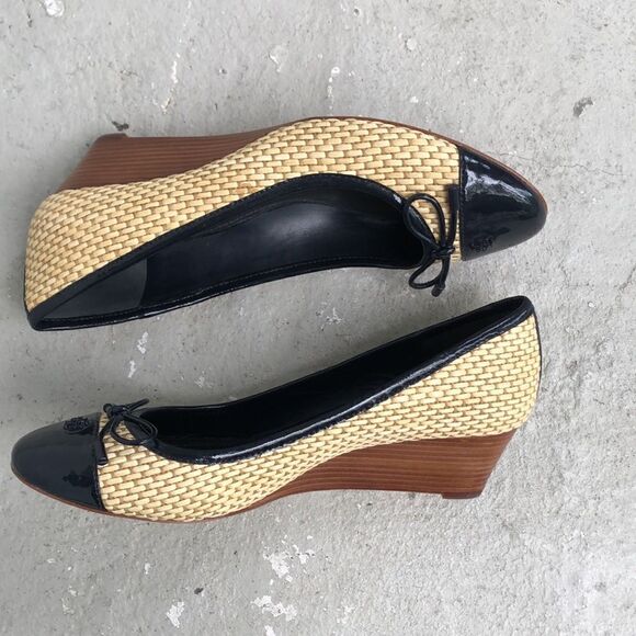 Tory Burch Cartherine Cap-Toe Raffia wedge - Picture 3 of 8